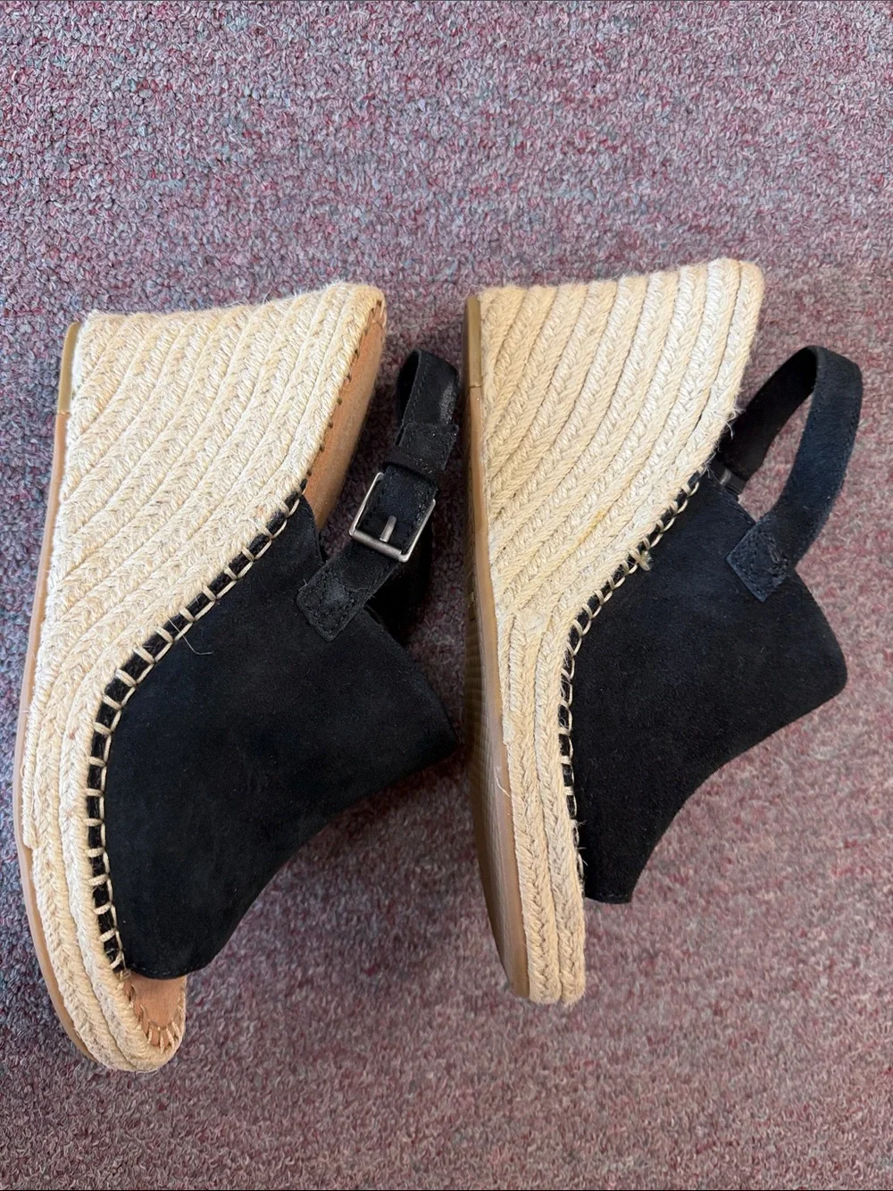 Toms Black Suede Espadrille Slingback Sandals